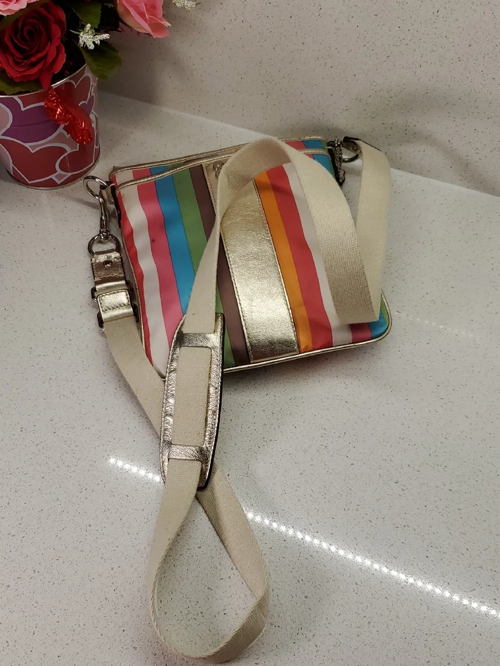 COACH Rainbow Stripe Crossbody Bag